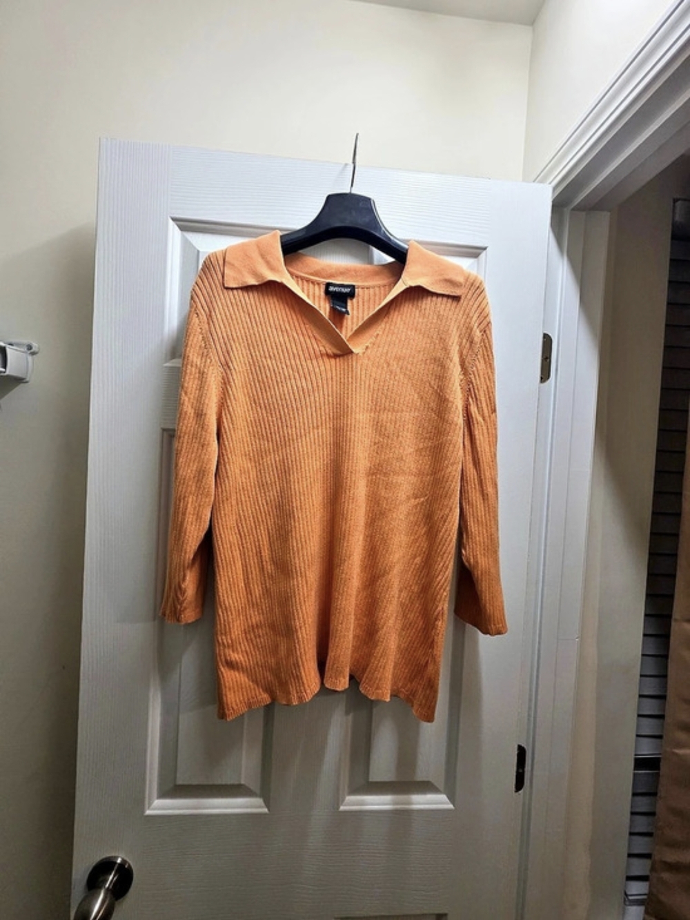 avenue Ribbed V-Neck Sweater Orange Size 18/20